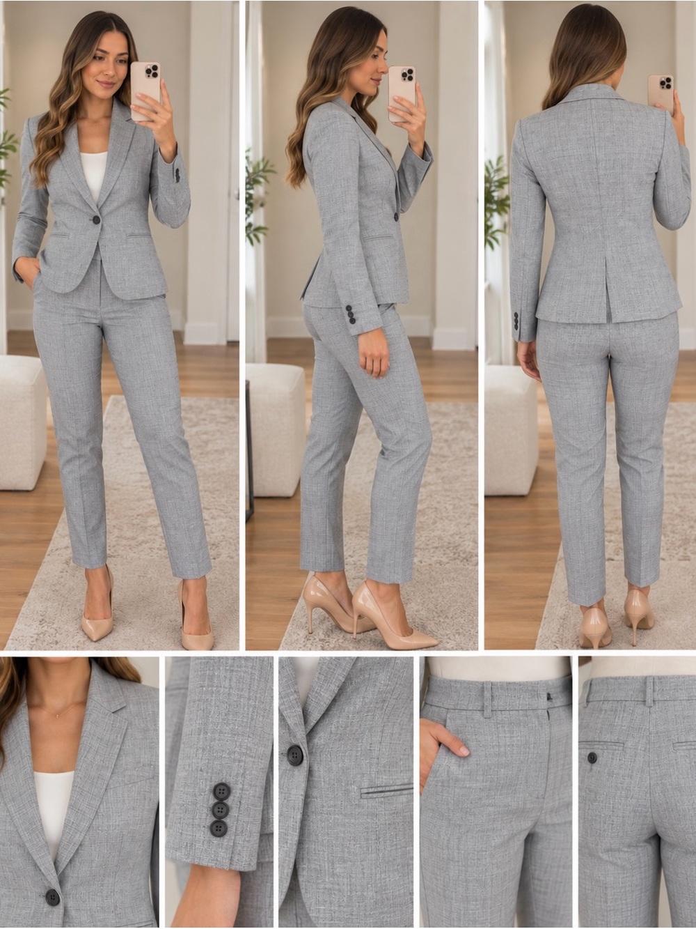 Tailored Gray Women's Suit Pants & Blazer Set